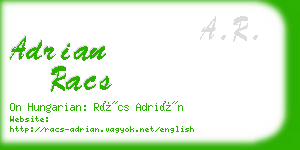 adrian racs business card